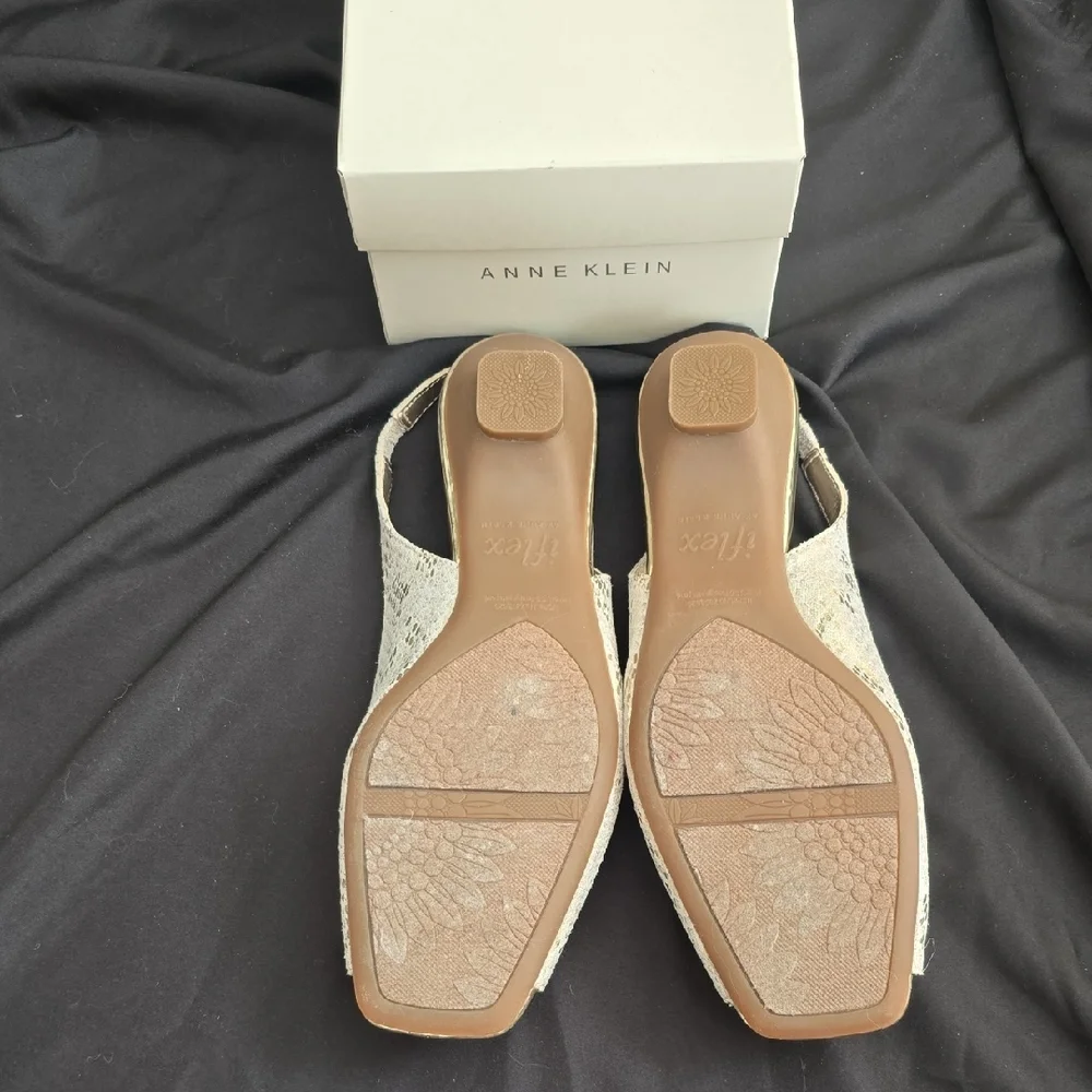 Anne Klein Gold Embellished Slingback Heels
